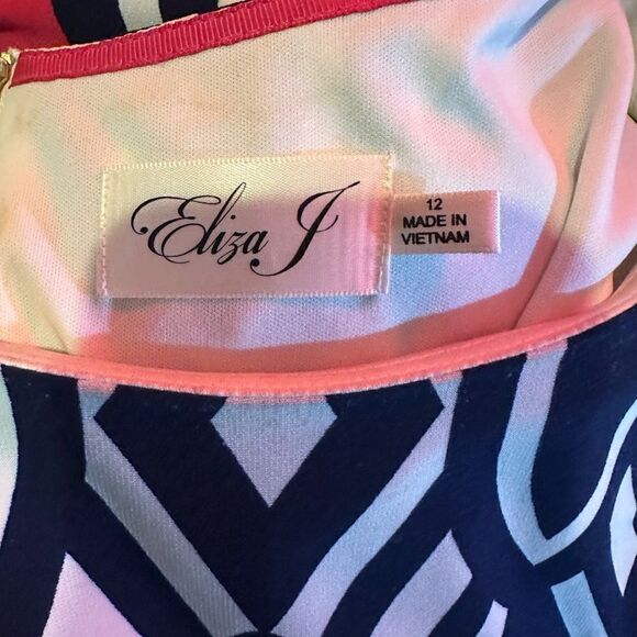 $180 Eliza J Print Jersey A-Line Shift Sheath Cocktail Dress Sz 12 - Picture 6 of 6